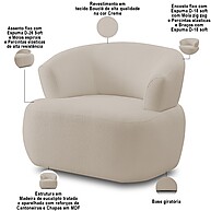 Poltrona Orgânica Giratória Bouclê Creme - Lyam Decor - imagem 2