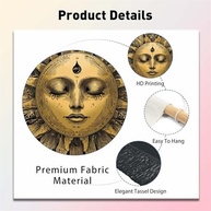 Tapeçaria de Parede Sol e Lua - 2 Peças Douradas com Borlas 132x33cm para Decoração de Quarto e Sala - imagem 5