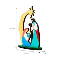 Presépio Sagrada Família 30cm - Decoração Natalina Artesanal em MDF com Estrela Dourada - imagem 4