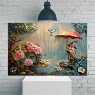Arte de Parede Vintage Gnome Under Umbrella - Pôster 30x45cm para Decoração Rústica - imagem 1