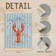 Pôster Decorativo de Caranguejo Lagosta com Laço Azul - Estilo Costeiro para Decoração de Parede - imagem 4