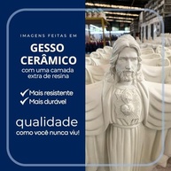 Imagem Coração de Jesus em Gesso 20cm - Escultura Católica para Decoração e Oração - imagem 3