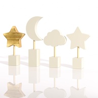 Decoração de Berçário em Madeira - Nuvem, Lua e Estrelas - Estilo Bohemian para Quarto de Bebê - imagem 1