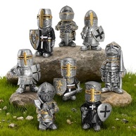 Conjunto de 8 Gnomos de Jardim Medieval - Estátuas de Cavaleiros em Resina para Decoração Externa - imagem 4