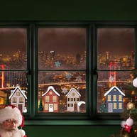 Adesivos de Janela Extra Grandes de Natal - Decoração Reutilizável com Cenário de Rua e Neve - imagem 5