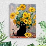 Arte de Parede Vintage Gato e Girassol - Pintura Estética em Tela para Decoração Moderna - imagem 2