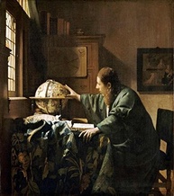 Tela Canvas O Astrônomo de Johannes Vermeer 50x56cm - Arte de Museu para Decoração Elegante - imagem 1