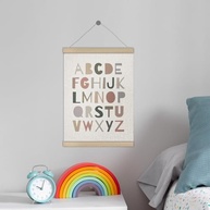 Pôster Educativo ABC Boho Neutro 30,5x40,6cm - Decoração de Sala de Aula Moderna - imagem 3