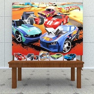 Kit Decoração Festa Infantil Carros de Corrida - Painel + Displays Hot Wheels - imagem 1