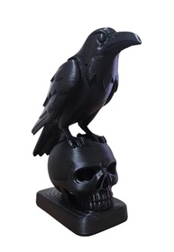 Estátua Decorativa de Corvo em Caveira - Escultura Gótica 3D Preta para Decoração Moderna - imagem 1