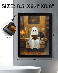 Pôster de Arte Gótica de Gato Fantasma - 15x20cm - Quadro emoldurado para Decoração Dark - imagem 4