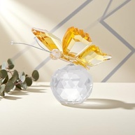 Borboleta de Cristal com Base de Bola de Vidro - Decoração Elegante para Casa, Casamento e Presente (Amarelo) - imagem 2