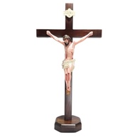 Crucifixo de Mesa 50 cm - Decoração Religiosa Elegante em Madeira Marrom - imagem 2