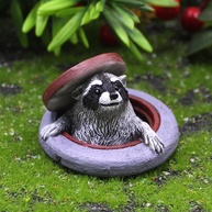 Ornamento de Guaxinim em Resina - Decoração para Jardim e Mesa com Tema Micropaisagem - imagem 1
