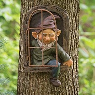 Gnomo de Jardim Elfo Encantado - Escultura 3D para Árvores e Decoração Externa - imagem 2