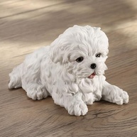 Estatueta de Resina Decorativa Cachorro Terrier Maltês Branco - Decoração Elegante para Casa - imagem 3