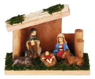 Presépio Natalino de Madeira com Manjedoura em Resina - Decoração Tradicional e Elegante para o Natal - imagem 2