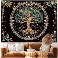 Tapeçaria da Árvore da Vida - Estética Boho com Elementos da Natureza para Decoração de Parede - imagem 2