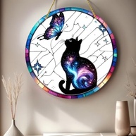 Decoração de Janela em Acrílico com Design de Gato e Borboleta - Arte Decorativa para Casa e Presente - imagem 5