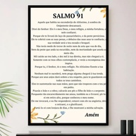 Quadro Salmo 91 Oração Completa em Moldura Premium A4 23x33cm - Fé e Decoração Religiosa - imagem 1