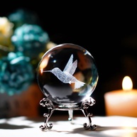 ZEERSHEE Bola de Cristal 3D Beija-flor 60mm com Suporte - Decoração Elegante e Presente Encantador - imagem 1
