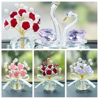 Estatueta de Flor Rosa em Vidro - Decoração Criativa com Strass Brilhante - imagem 5