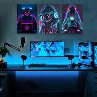 Conjunto de 3 Tela Art Deco Gamer - Decoração Moderna para Sala de Jogos, Escritório e Quarto - imagem 1