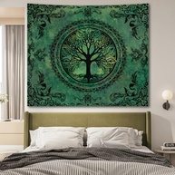 Tapeçaria Árvore da Vida Verde - Decoração Boho Mandala para Quarto e Sala - imagem 5