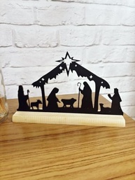 Presépio de Natal em MDF com Base de Madeira Pinus - Decoração Mesa Natalina Premium - imagem 5