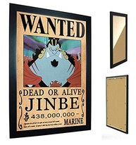 Quadro com Moldura One Piece - Cartaz Jinbe Procurado | Decoração Náutica para Fãs - imagem 1