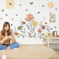 Decalques de Parede Boho Aquarela - Flores, Borboletas e Sol para Decoração Moderna - imagem 4
