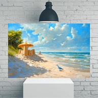 Arte de Parede Vintage Gaivotas Oceano 30,5x45,7cm - Decoração Rústica para Casa e Escritório - imagem 1