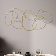 Hicarer Anéis Interligados Dourados - Escultura de Parede Abstrata para Decoração Moderna - imagem 1