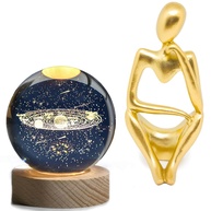 Kit Decorativo Luminária Bola Galáxia + Estátua Pensador Abstrato - Decoração Criativa e Sofisticada - imagem 1