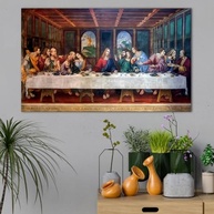 Quadro Tela Santa Ceia 90x60 cm - Decoração Elegante para Sala de Jantar com Impressão Digital Premium - imagem 3