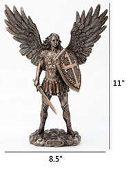 Estátua do Arcanjo São Miguel - Veronese Design 04183 | Decoração Religiosa em Bronze - imagem 3