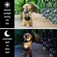Estátua de Cachorro com LED Solar para Jardim - Decoração ao Ar Livre com Iluminação Automática - imagem 5