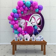 Kit Decoração Painel Redondo Infantil - Ghost Spider & Mulher Aranha - 1,50m - imagem 2