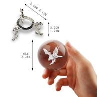 Bola de Cristal com Águia Gravada 3D - 60mm com Suporte, Decoração e Feng Shui - imagem 3