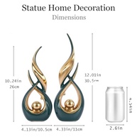 Estátuas de Cerâmica em Ouro Verde - Esculturas Abstratas Modernas para Decoração de Ambientes - imagem 4