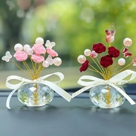 Estatueta de Flor Rosa em Vidro - Decoração Criativa com Strass Brilhante - imagem 4