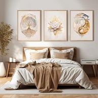 Arte de Parede Árvore da Vida com Flor de Lótus - Tela Zen para Decoração Espiritual e Yoga 40x60cm - imagem 3