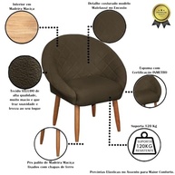 Poltrona Decorativa Resistente em Veludo com Pés de Madeira - Estilo Capitone para Sala, Escritório e Recepção - imagem 4