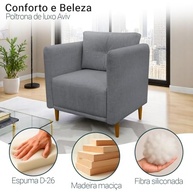 Poltrona Decorativa Aviv Cinza em Linho Premium - Conforto e Estilo para Ambientes Modernos - imagem 4