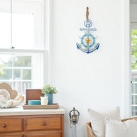 Âncora Decorativa Náutica para Casa de Praia - Estilo Marítimo com Timão e Estrela-do-Mar - imagem 3