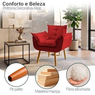 Poltrona Alice Decorativa Bordô - Conforto e Estilo para Salas e Escritórios - imagem 4