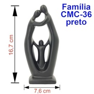 Estatueta Decorativa em Cerâmica Família Papai Mamãe Filho Filha - Escultura de Casal com Crianças (CMC36-6 Preto) - imagem 3