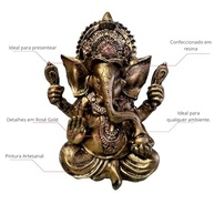 Enfeite Estatueta Ganesha Abre Caminhos e Prosperidade - Resina Decorativa para Casa e Escritório - imagem 5