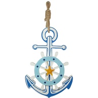 Âncora Decorativa Náutica para Casa de Praia - Estilo Marítimo com Timão e Estrela-do-Mar - imagem 1