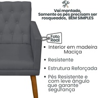 Poltrona Decorativa Moderna com Puff Cinza - Conforto e Estilo para Sala e Recepção - imagem 4